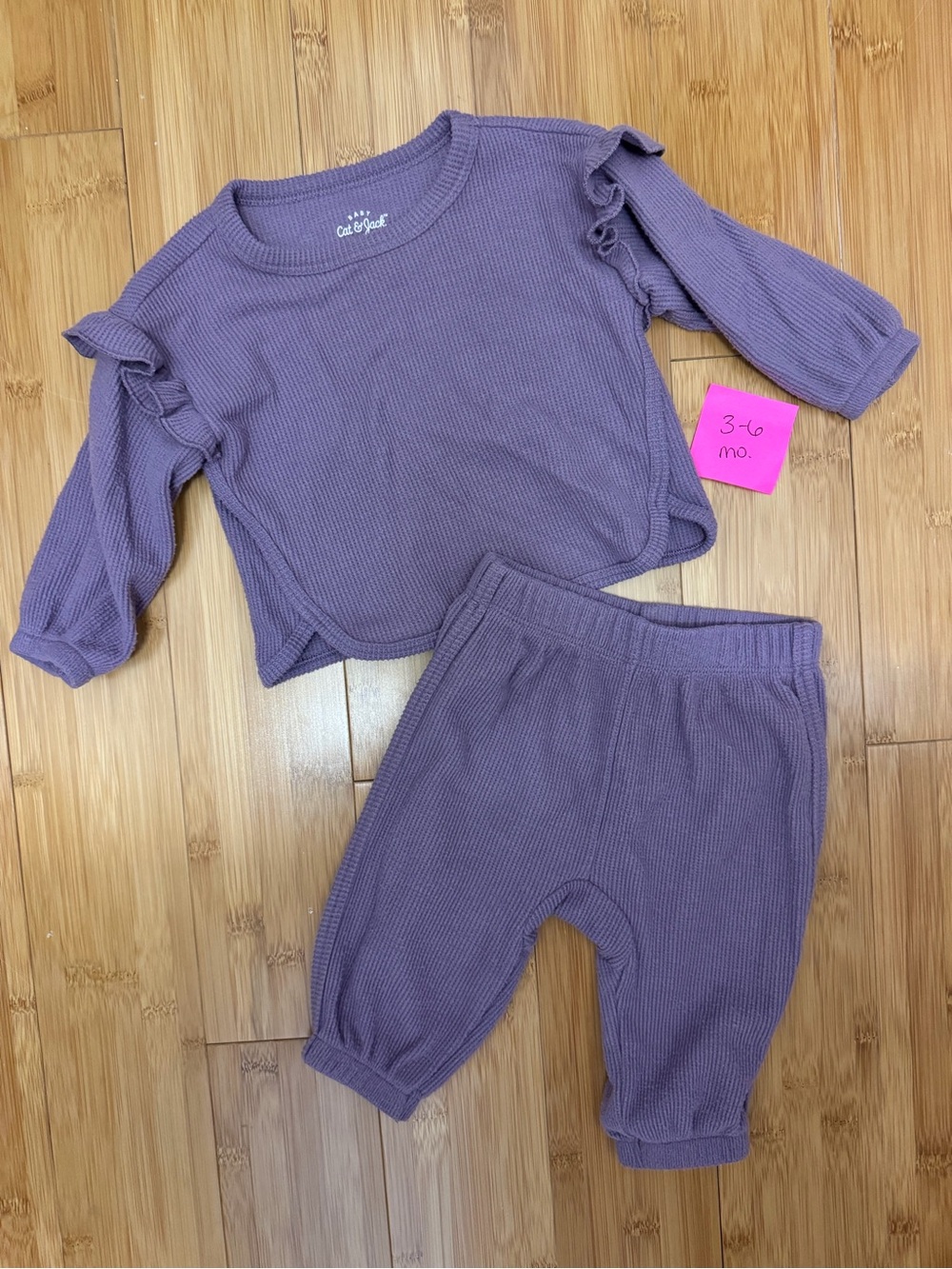 Cat & Jack Dark Lavender Waffle Ruffle Set